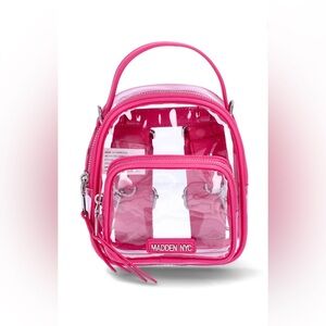 Madden NYC Clear Mini Convertible Backpack Fuchsia NWT
